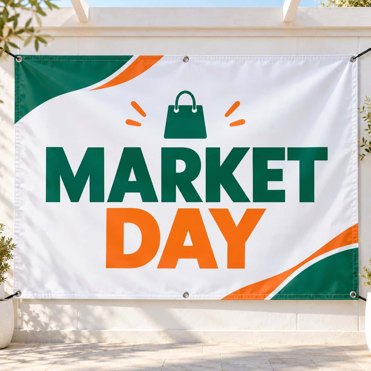 Vinyl Banner (Hemmed & Eyeleted) shown with community and local business event artwork.