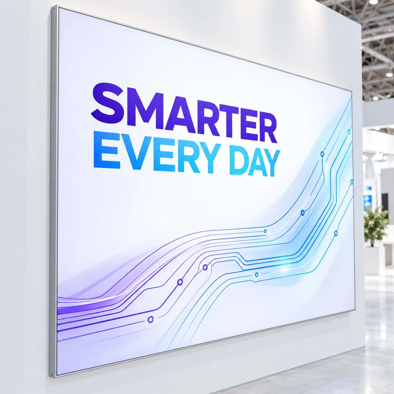 Silicone Edge Graphics (SEG) shown with electronics and smart technology event artwork.