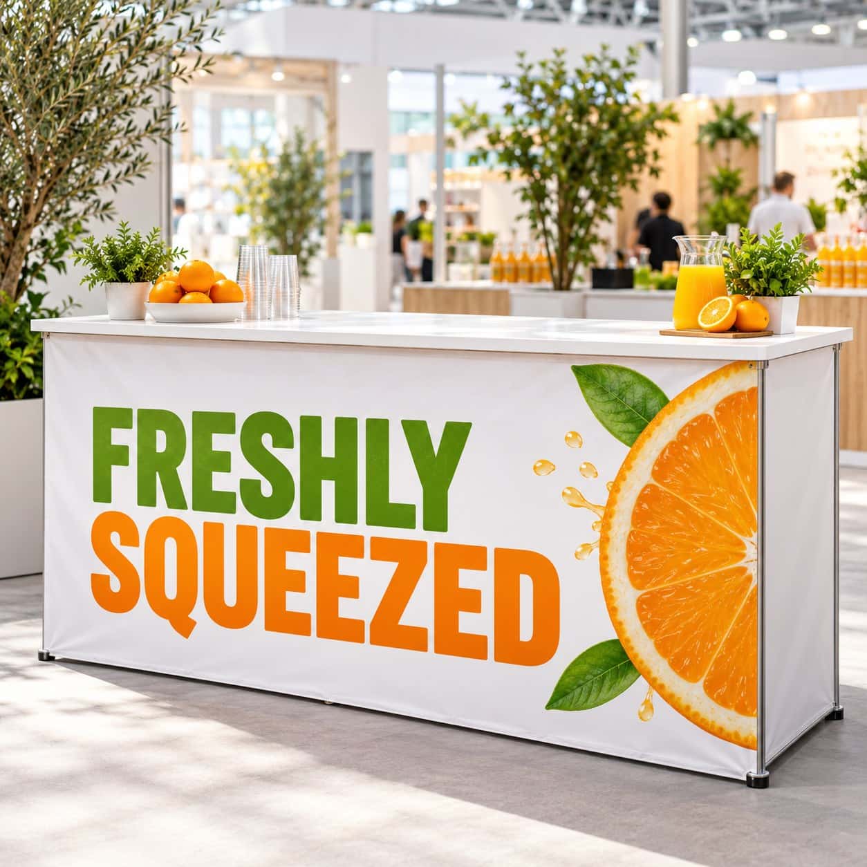 Bar Counter Banner shown with food and beverage event artwork.