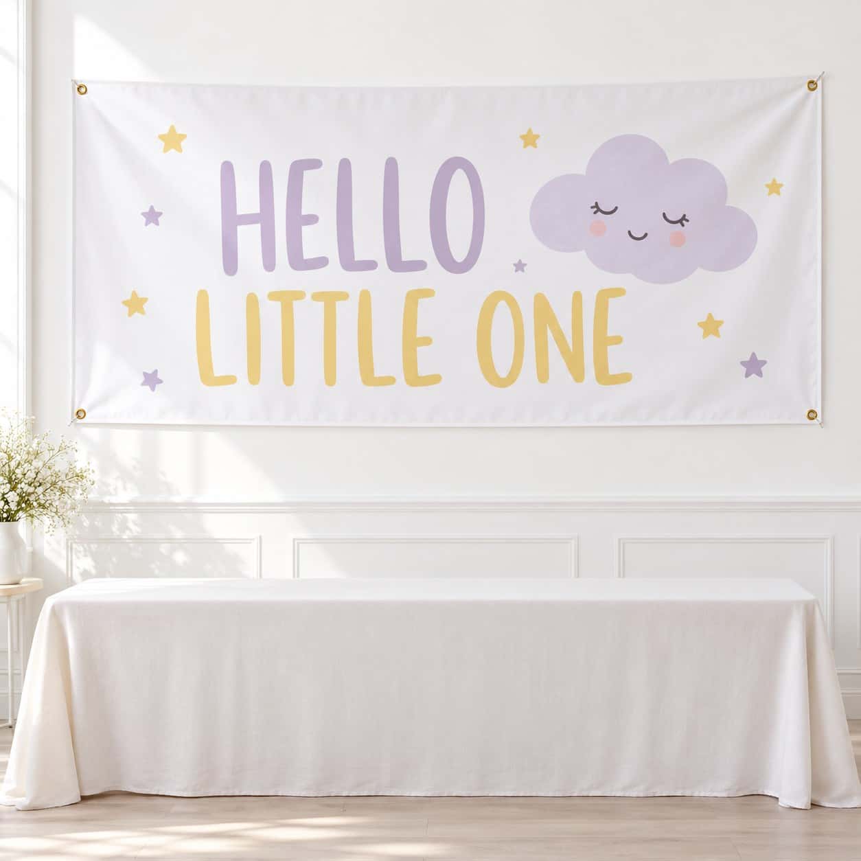 Baby Shower Banner shown with celebrations event artwork.