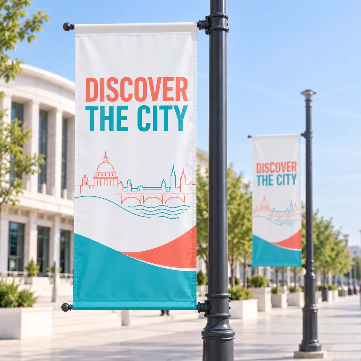Street Pole Banner shown with tourism and cultural festivals event artwork.