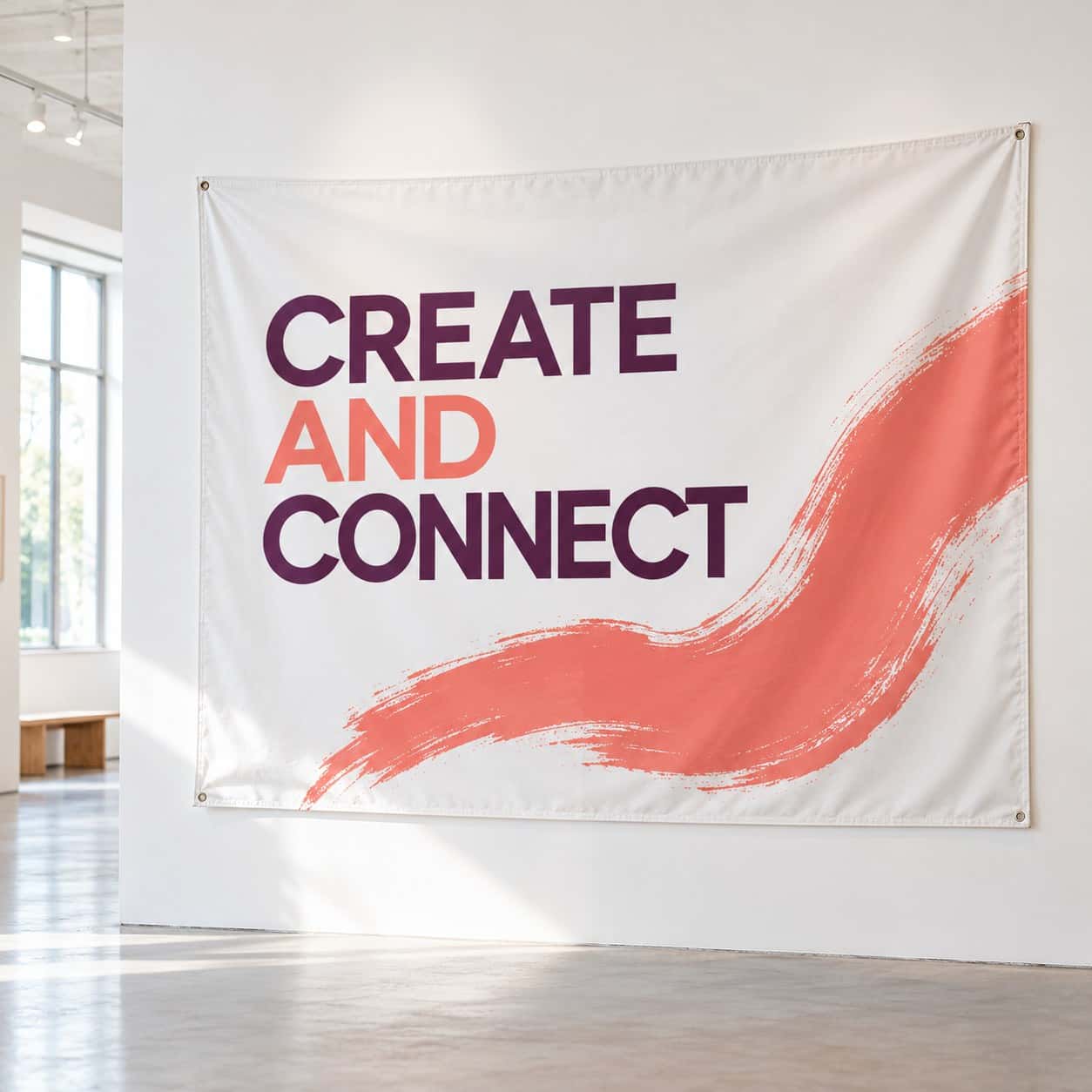 Polyester Fabric Banner shown with arts and culture event artwork.