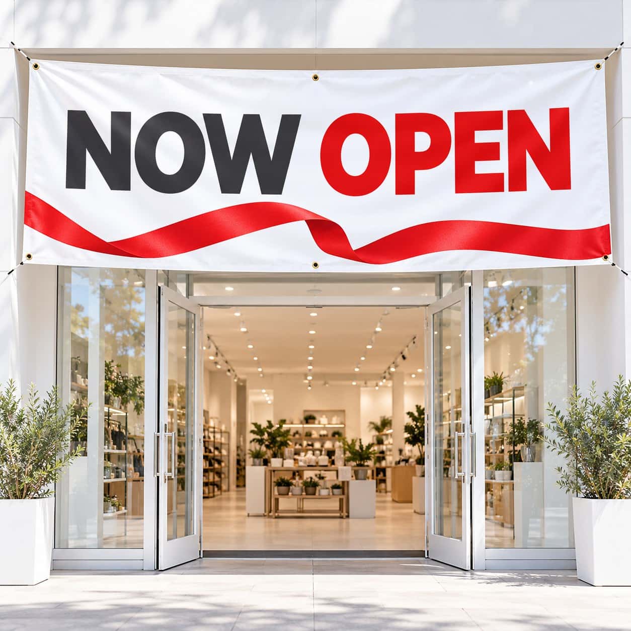 Grand Opening Banner shown with retail openings event artwork.