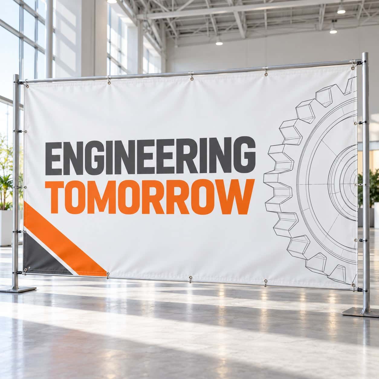 Corporate Launch Banner shown with manufacturing and engineering event artwork.