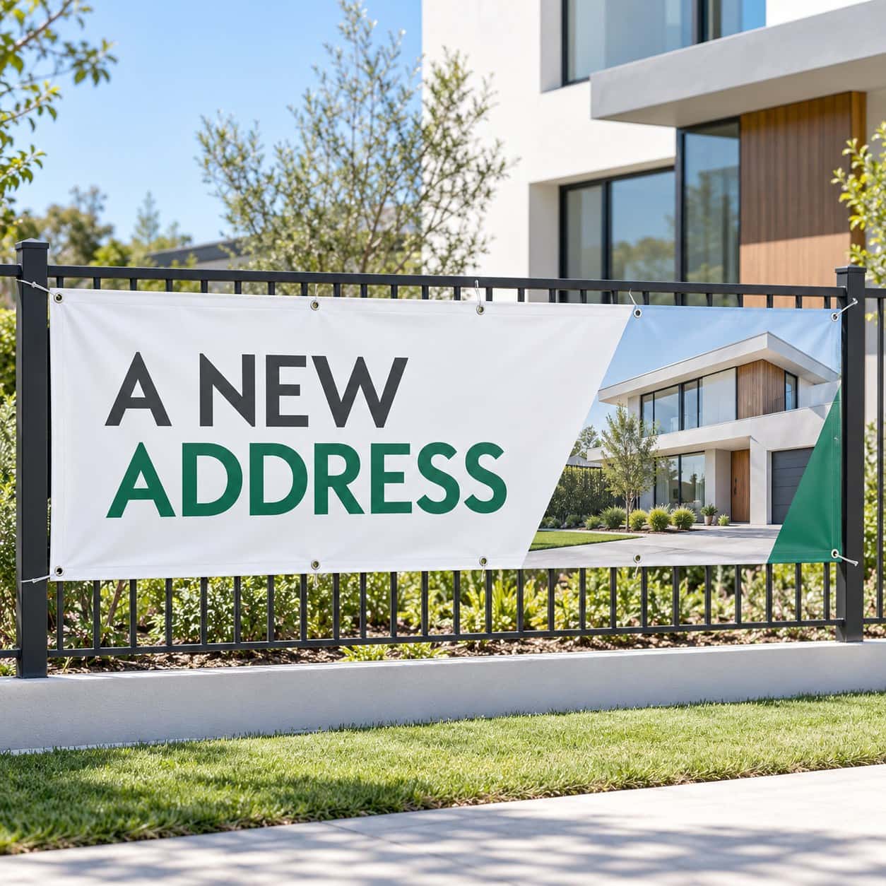 Fence Banner shown with property and real estate event artwork.